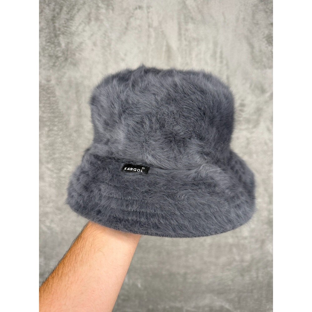 Kangol Bucket Hat One Size Gray Angora Crusher Womens Packable Warm Winter Fuzzy